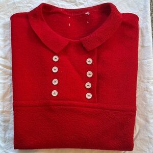 Red Polo Shirt with White Buttons